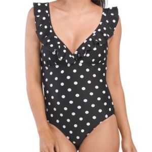 TAHARI NWT Black & White Polka Dot Swimsuit
